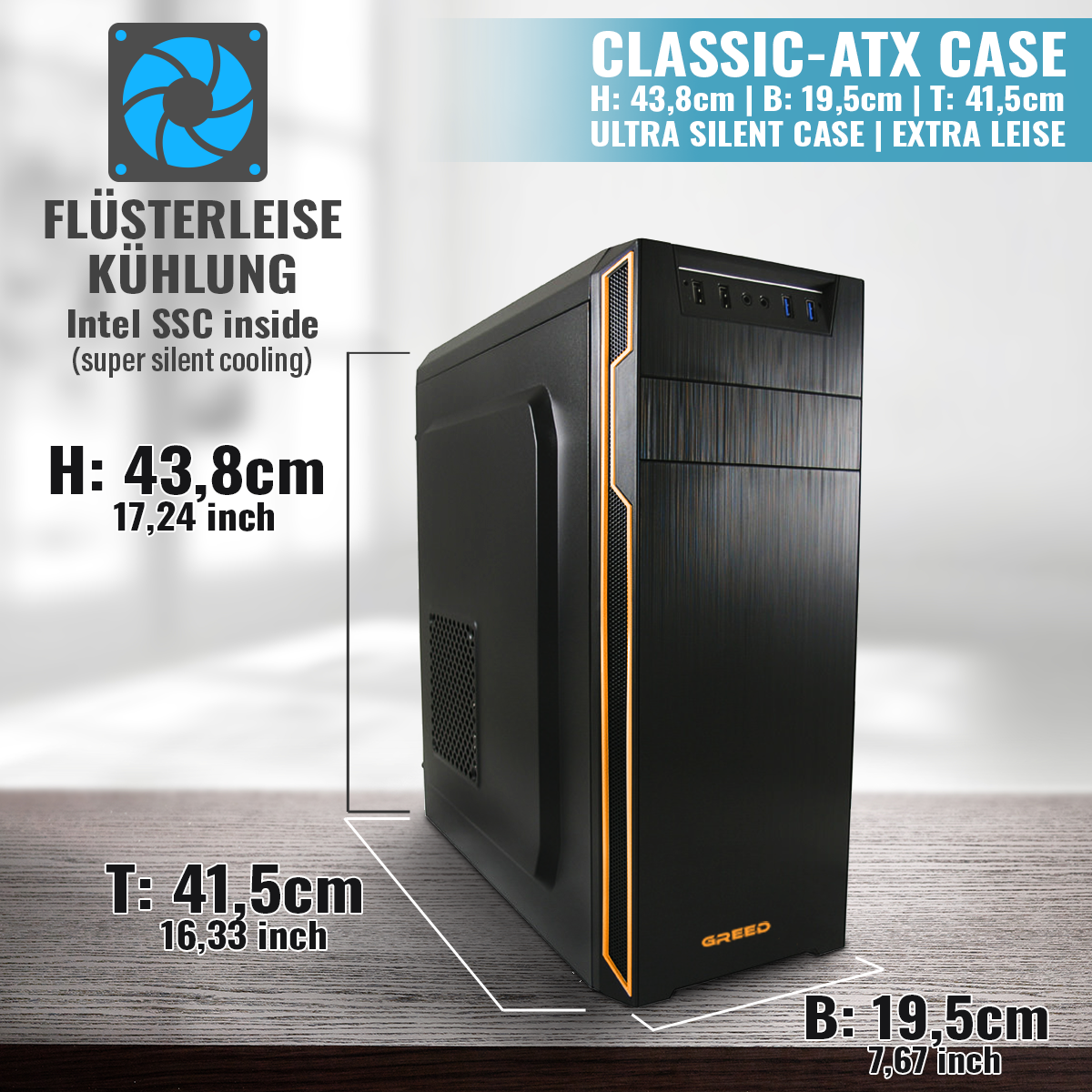 GREED® Basic 7 - Schneller PC mit Intel Core i5 6500 - Leiser Computer + Rechner für Büro & Home Office GREED® Basic 7 - Schneller PC mit Intel Core i5 6500 - Leiser Computer + Rechner für Büro & Home Office